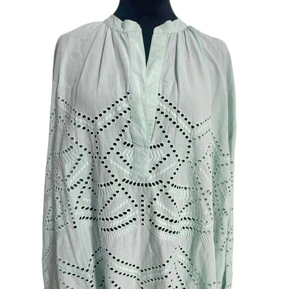 Sundance Size Medium  Top Blouse Eyelet Long Sleeve Boho - Picture 3 of 7